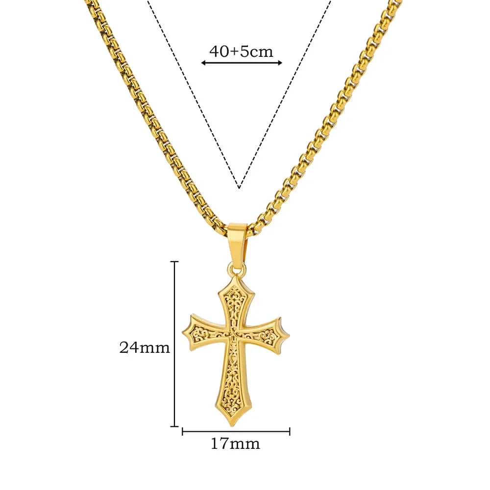 Stainless Steel Cross Necklaces for Women Men Gold Color Religion Charm Choker Necklace Jewelry Gift Bijoux Femme Lucky Gift