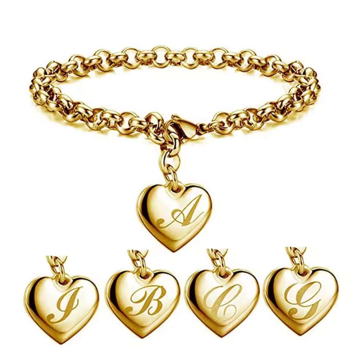 Initial Charm Gold Bracelet