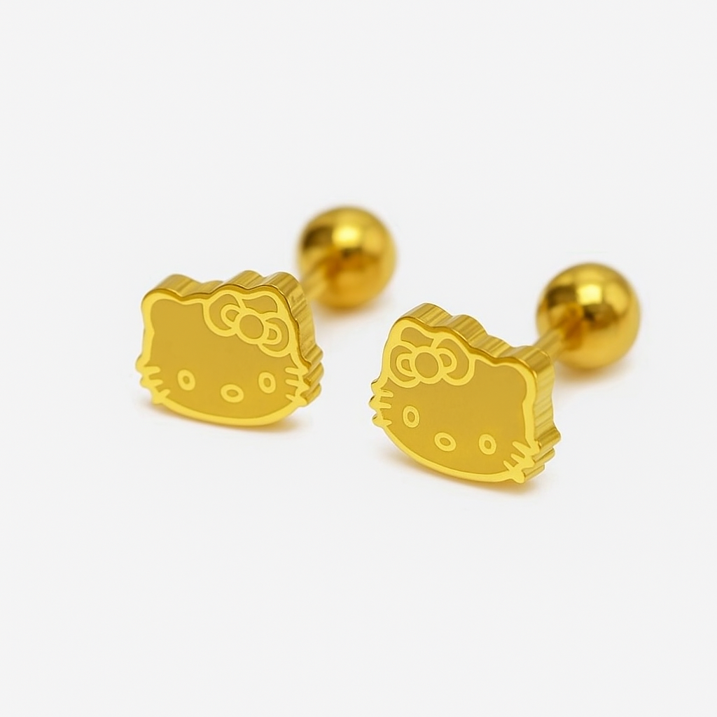 Hello Kitty Gold Stud Earrings
