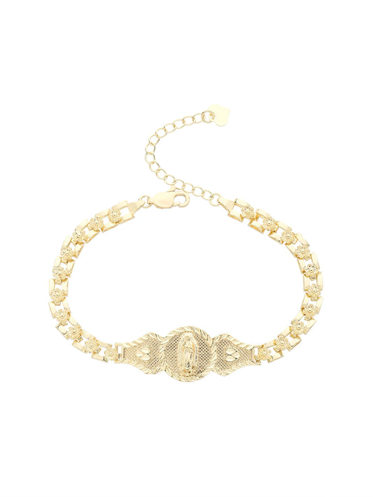 Religious Jewelry Virgin Mary Lucky Woman Gold Bracelet Suitable for Parties and Weddings